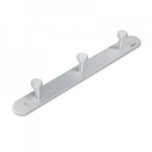 Safco 4201 Nail Head Wall Coat Rack, Three Hooks, Metal, 18w x 2-3/4d x 2h, Satin Aluminum