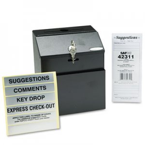 Safco 4232BL Steel Suggestion/Key Drop Box with Locking Top, 7 x 6 x 8 1/2