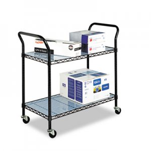 Safco 5337BL Wire Utility Cart, Two-Shelf, 43-3/4w x 19-1/4d x 40-1/2h, Black