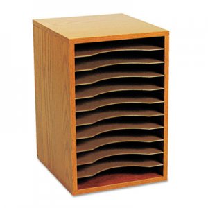Safco 9419MO Wood Vertical Desktop Sorter, 11 Sections 10 5/8 x 11 7/8 x 16, Medium Oak