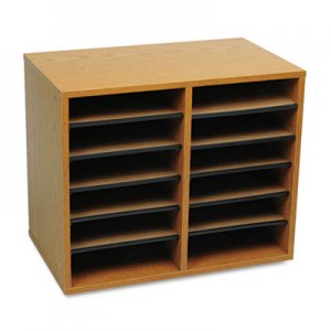 Safco 9420MO Wood/Fiberboard Literature Sorter, 12 Sections, 19 5/8 x 11 7/8 x 16 1/8, Oak