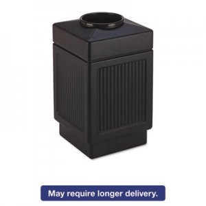 Safco 9475BL Canmeleon Top-Open Receptacle, Square, Polyethylene, 38gal, Textured Black