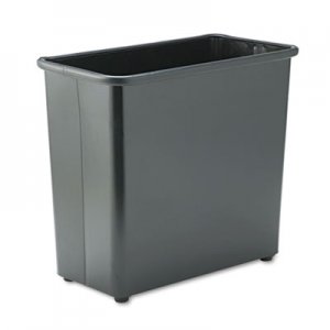 Safco 9616BL Rectangular Wastebasket, Steel, 27.5qt, Black