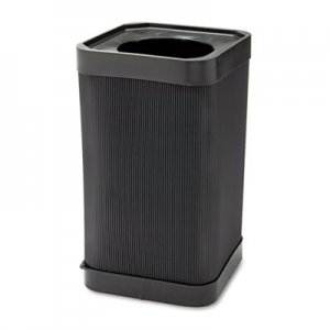 Safco 9790BL At-Your Disposal Top-Open Waste Receptacle, Square, Polyethylene, 38gal, Black