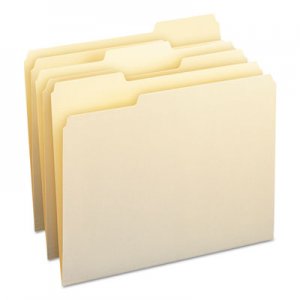 Smead 10330 File Folders, 1/3 Cut Assorted, One-Ply Top Tab, Letter, Manila, 100/Box