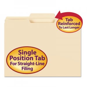 Smead 10336 File Folder, 1/3 Cut Second Position, Reinforced Top Tab Letter, Manila, 100/Box
