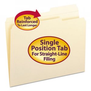 Smead 10386 Guide Height Folder, 2/5 Cut Right, Reinforced Top Tab, Letter, Manila, 100/Box