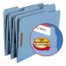 Smead 12040 Folders, Two Fasteners, 1/3 Cut Assorted Top Tab, Letter, Blue, 50/Box