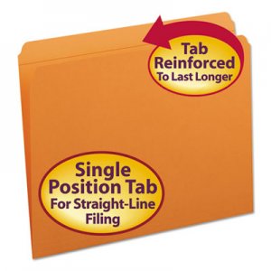 Smead 12510 File Folders, Straight Cut, Reinforced Top Tab, Letter, Orange, 100/Box
