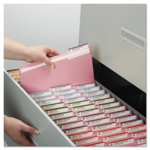 Smead 12643 File Folders, 1/3 Cut Top Tab, Letter, Pink, 100/Box