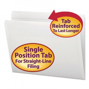 Smead 12810 File Folders, Straight Cut, Reinforced Top Tab, Letter, White, 100/Box