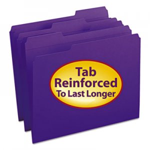 Smead 13034 File Folders, 1/3 Cut, Reinforced Top Tab, Letter, Purple, 100/Box