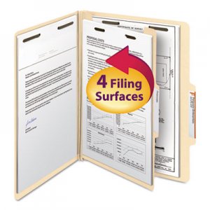 Smead 13700 Manila Classification Folders with 2/5 Right Tab, Letter, Four-Section, 10/Box
