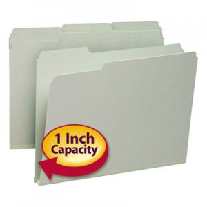 Smead 13230 Recycled Folder, One Inch Expansion, 1/3 Top Tab, Letter, Gray Green, 25/Box