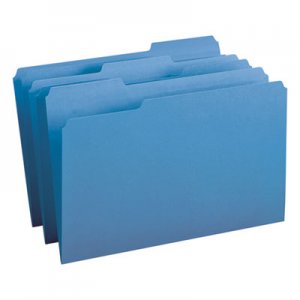 Smead 17043 File Folders, 1/3 Cut Top Tab, Legal, Blue, 100/Box