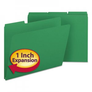 Smead 21546 Recycled Folders, One Inch Expansion, 1/3 Top Tab, Letter, Green, 25/Box