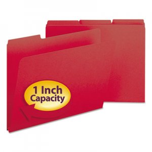 Smead 21538 Recycled Folders, One Inch Expansion, 1/3 Top Tab, Letter, Bright Red, 25/Box