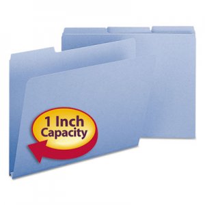Smead 21530 Recycled Folders, One Inch Expansion, 1/3 Cut Top Tab, Letter, Blue 25/Box