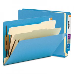 Smead 26836 Colored End Tab Classification Folders, Letter, Six-Section, Blue, 10/Box
