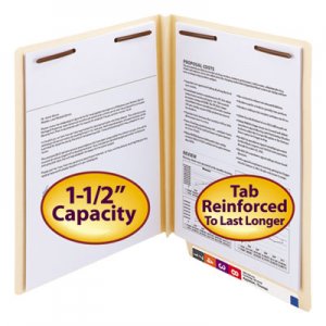 Smead 34276 Heavy W-fold Expansion Folders, Two Fasteners, End Tab, Letter, Manila, 50/Box