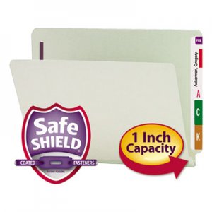 Smead 34705 One Inch Expansion Folder, Two Fasteners, End Tab, Letter, Gray Green, 25/Box
