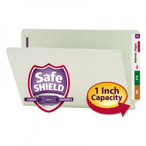 Smead 37705 One Inch Expansion Folder, Two Fasteners, End Tab, Legal, Gray Green, 25/Box