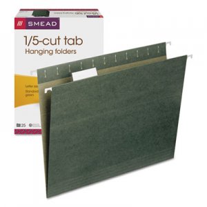 Smead 64055 Hanging Folders, 1/5 Tab, 11 Point Stock, Letter, Green, 25/Box