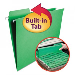 Smead 64098 FasTab Hanging File Folders, Letter, Green, 20/Box