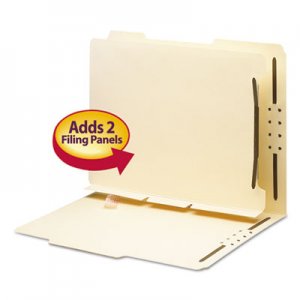 Smead 68025 Manila Self-Adhesive Folder Dividers w/2-Prong Fastener, 2-Sect, Letter, 25/Pack