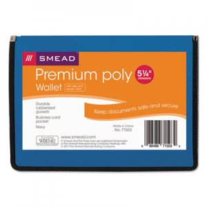 Smead 71503 Poly Premium Wallets, 5 1/4" Exp, Letter, Navy Blue