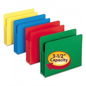 Smead 73500 Exp File Pockets, Straight Tab, Poly, Letter, Assorted, 4/Box