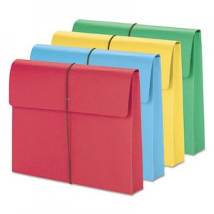 Smead 77251 2" Exp Wallet, Elastic Cord, Letter, Blue/Green/Red/Yellow, 50/Box