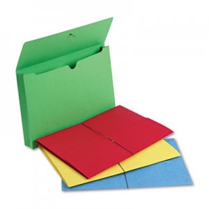 Smead 77271 2" Exp Wallet, Elastic Cord, Legal, Blue/Green/Red/Yellow, 50/Box