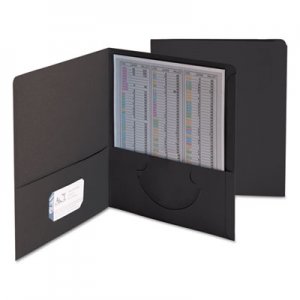 Smead 87853 Two-Pocket Folder, Textured Heavyweight Paper, Black, 25/Box