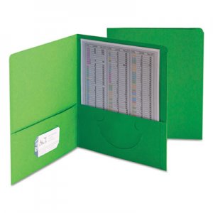 Smead 87855 Two-Pocket Folder, Textured Heavyweight Paper, Green, 25/Box