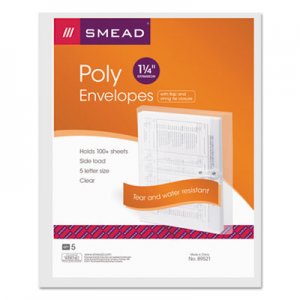 Smead 89521 Poly String & Button Booklet Envelope, 11 5/8 x 9 3/4 x 1 1/4, Clear, 5