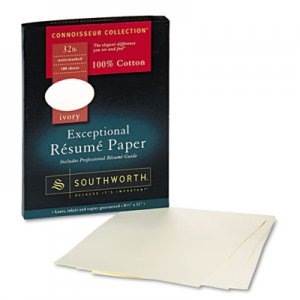 Southworth RD18ICF 100% Cotton Resume Paper, 32 lbs., 8-1/2 x 11, Ivory, Wove, 100/Box