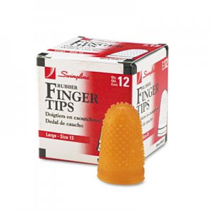 Swingline GBC 54033 Rubber Finger Tips, 13 (Large), Amber, Dozen