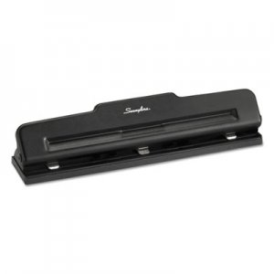 Swingline GBC 74015 10-Sheet Desktop Two-to-Three-Hole Adjustable Punch, 9/32" Holes, Black