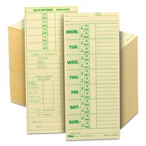 TOPS 1291 Time Card for Pyramid Model 331-10, Weekly, Two-Sided, 3 1/2 x 8 1/2, 500
