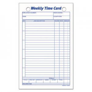 TOPS TOP3016 Employee Time Card, Weekly, 4 1/4 x 6 3/4, 100/Pack