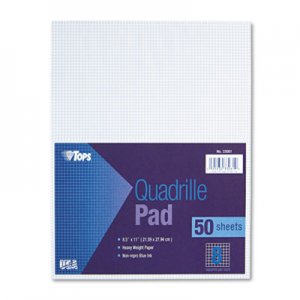 TOPS 33081 Quadrille Pads, 8 Squares/Inch, 8 1/2 x 11, White, 50 Sheets