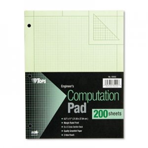 TOPS 35502 Engineering Computation Pad, 8 1/2 x 11, Green, 200 Sheets