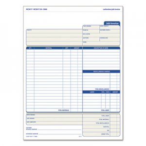 TOPS 3866 Snap-Off Job Invoice Form, 8 1/2 x 11 5/8, Three-Part Carbonless, 50 Forms