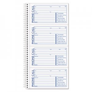 TOPS 4003 Spiralbound Message Book, 2 3/4 x 5, Two-Part Carbonless, 400/Book