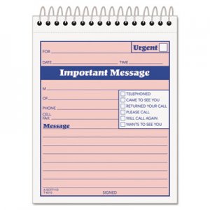 TOPS 4010 Telephone Message Book with Fax/Mobile Section, 4-1/4 x 5 1/2, Two-Part, 50/Book