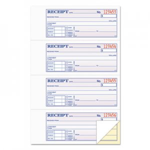 TOPS 46806 Money and Rent Receipt Books, 2-3/4 x 7 1/8, Two-Part Carbonless, 200 Sets/Book