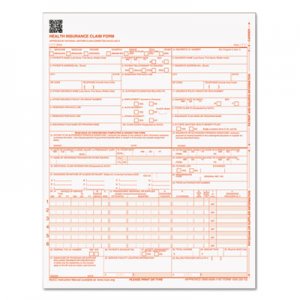 TOPS TOP50126RV Centers for Medicare and Medicaid Services Claim Forms, CMS1500/HCFA1500, 8 1/2 x 11, 500 Forms/Pack