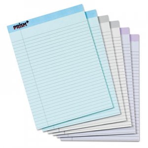 TOPS 63116 Prism Plus Colored Legal Pads, 8 1/2 x 11 3/4, Pastels, 50 Sheets, 6 Pads/Pack