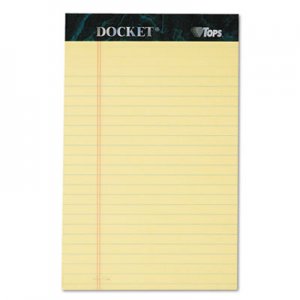 TOPS 63350 Docket Ruled Perforated Pads, 5 x 8, Canary, 50 Sheets, Dozen